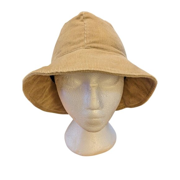 Corduroy Bucket Hat Sun Hat Unisex Beige Cotton Adult OS OSFM One Size - Picture 1 of 6